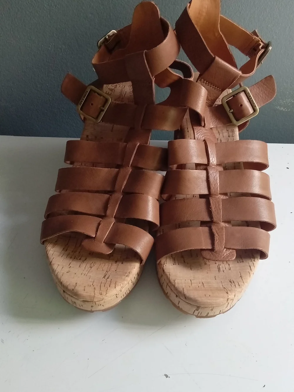 Kork-Ease Myrna 2.0 Brown Leather Gladiator‎ Wedge Sandals Platform Strappy 10